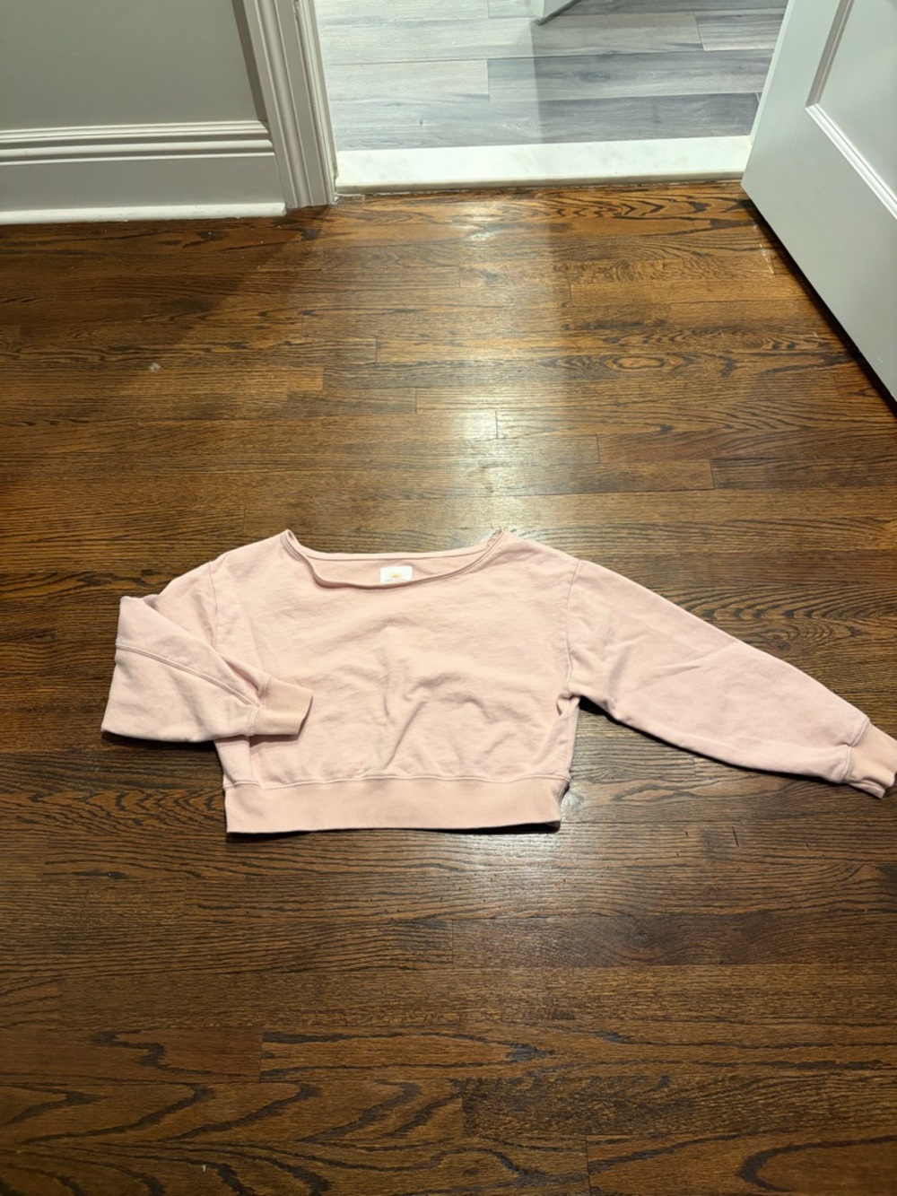Women's Blush Pink Cropped Sweatshirt - Lazy Sunday
